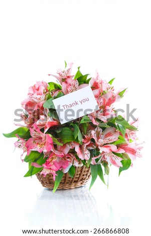 beautiful bouquet of flowers alstroemeria on a white background