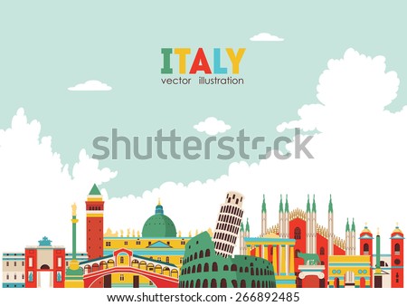Italy skyline. Vector illustration Royalty-Free Stock Photo #266892485