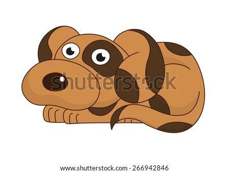 Cartoon puppy, vector illustration of cute dog surprising, sad funny doggy