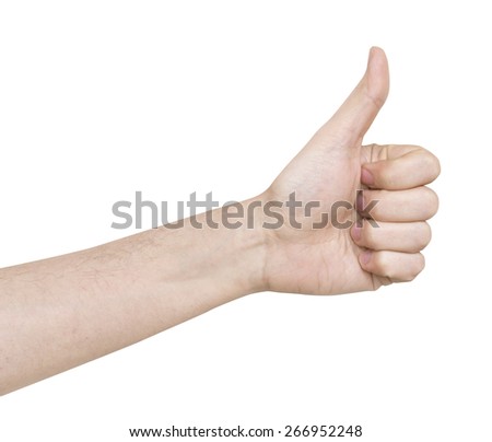 man's hand sign good white background