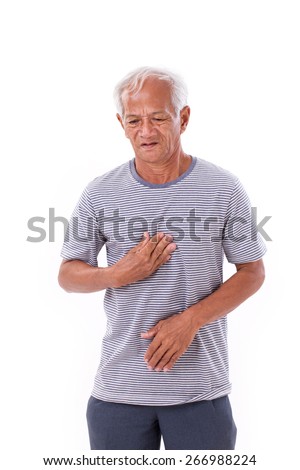 sick old man suffering from heartburn, acid reflux Royalty-Free Stock Photo #266988224