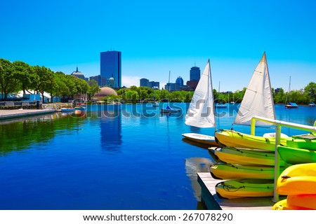 Boston from Charles River in Massachusetts USA