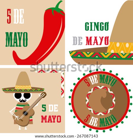 Set of colored backgrounds with traditional elements for may 5th. Vector illustration