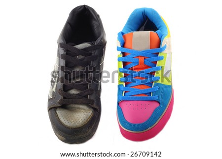 new and old school emo shoe isolated