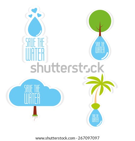 Set of natural icons on a white background. Vector illustration