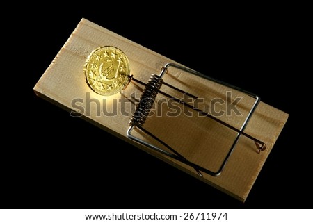 Euro currency business metaphor. Credit money is a mouse trap