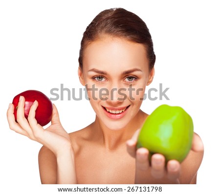 Young smiling woman with apples