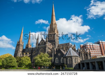 Saint Patrick cathedral the biggest church in Melbourne, Australia. Royalty-Free Stock Photo #267150728