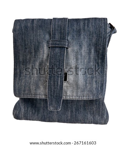 bag with blue denim isolated on white background