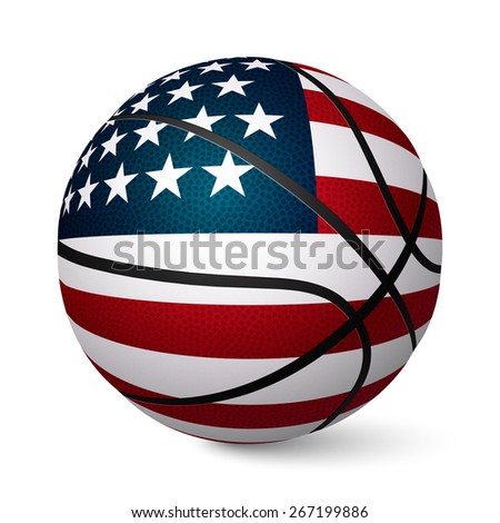 Basketball ball flag of USA isolated on white background. Vector EPS10 illustration. 
