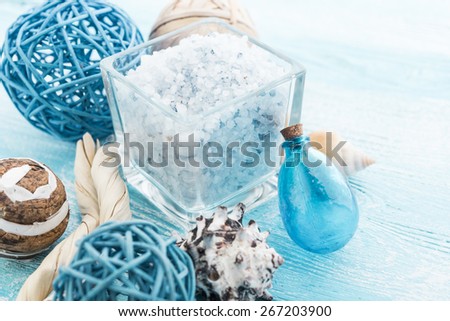 Spa stuff with sea salt and shell