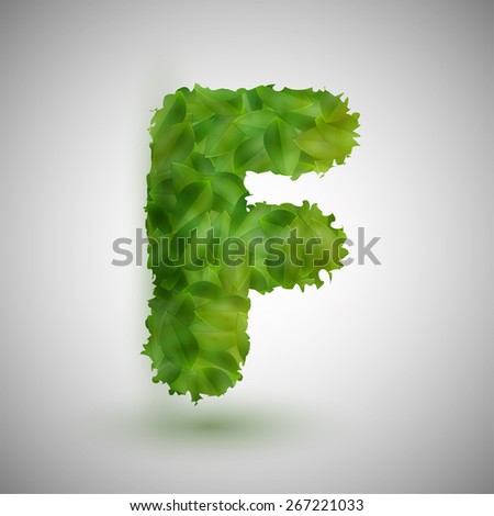 A letter made by leaves, vector