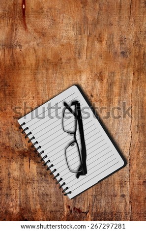 top view of notepad on the table