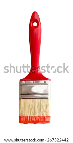 red paintbrush isolated on white  Royalty-Free Stock Photo #267322442