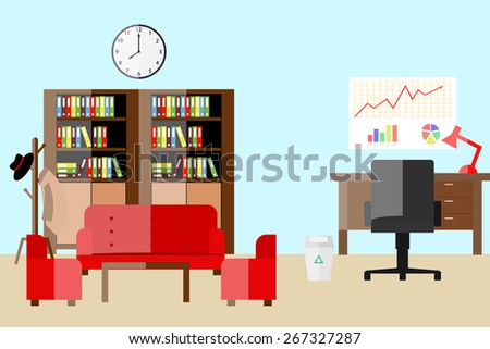 flat design of office in soft color illustrator