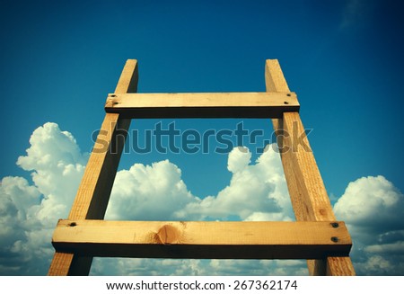 Vignetting Photo of Wooden Stairway on the Sky Background