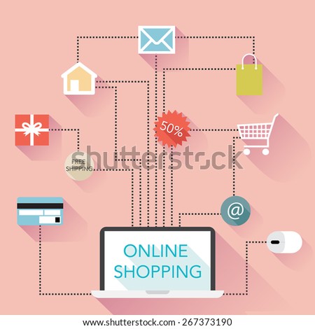 Online Shopping Flat Design Infographic - vector eps10