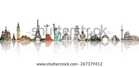 Famous monuments of the world illustrating the travel and holidays Royalty-Free Stock Photo #267379412