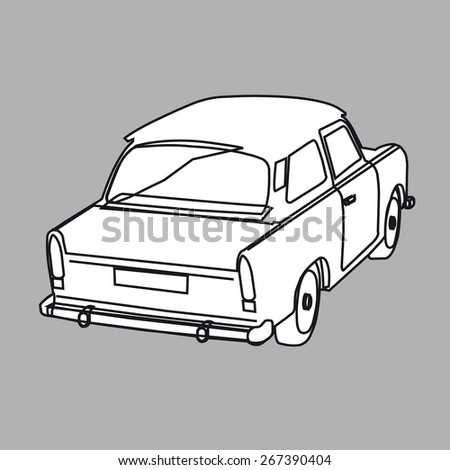 Vector art graphic illustration of old car