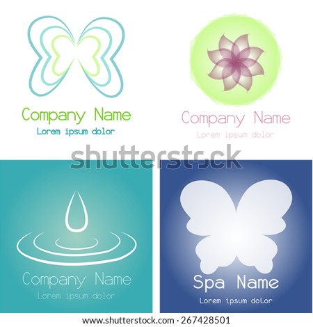 Set of spa icons on different colored backgrounds. Vector illustration
