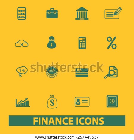 finance, bank isolated web icons, signs, illustrations concept design set, vector
