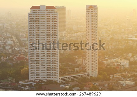 Bangkok skyline, Evening in Bangkok, Thailand