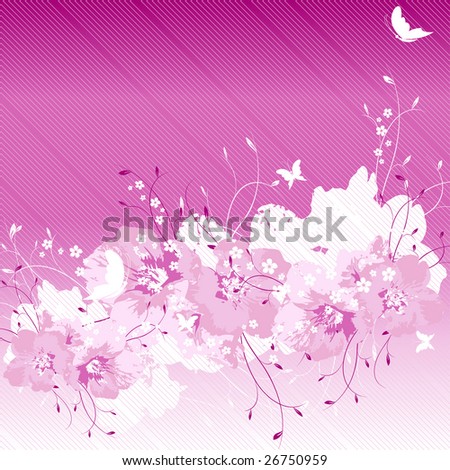 abstract floral design with plants and butterflies