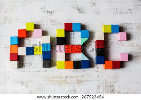 ABC made of colored wooden blocks