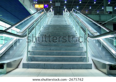 stairs climbing in a public transport area