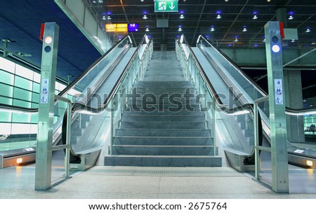 stair and escalators in a public area