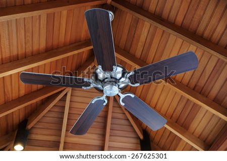Ceiling fan, indoors Royalty-Free Stock Photo #267625301