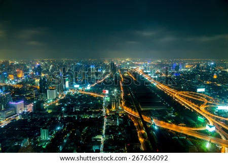 Bangkok city at night, Thailand at nighttime