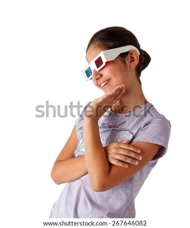 Young Caucasian teen with glasses 3d on white background