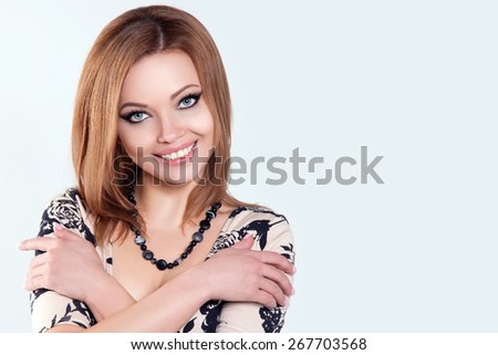 Happy Smiling Young Woman Model Portrait.