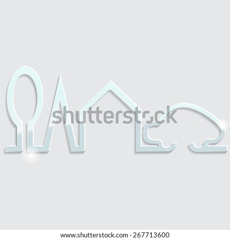 glass icon with house, tree and car-stock vector