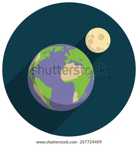 Earth, Flat design, vector illustration, long shadow