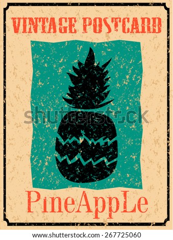 Vintage card with pineapple