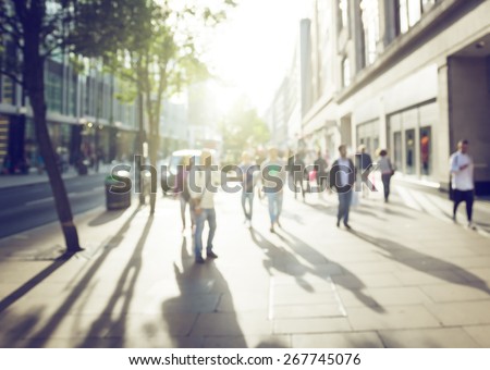 people in bokeh, street of London Royalty-Free Stock Photo #267745076