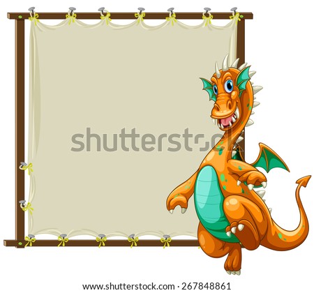 Dragon standing next to the wooden frame