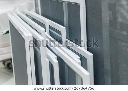 Mosquito Net Frames Set for PVC Window Screens Royalty-Free Stock Photo #267864956