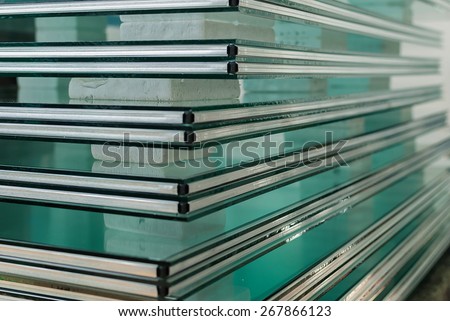 Bulletproof Float Glass Manufacturing. Tempered double glazed sealed units Royalty-Free Stock Photo #267866123