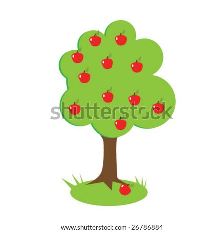 Cute apple tree - vector illustration.