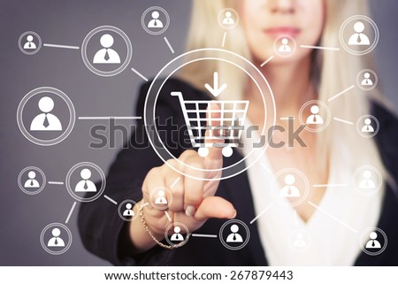 Hand press on shopping cart web sign