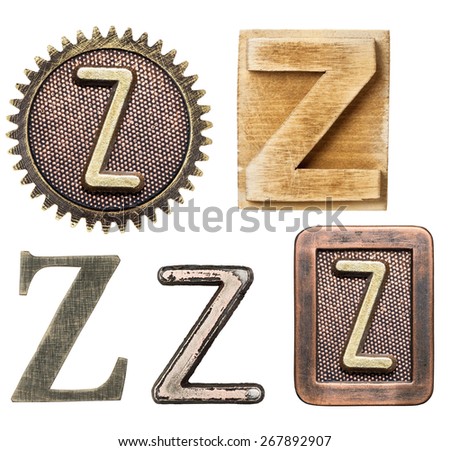 Alphabet made of wood and metal. Letter Z