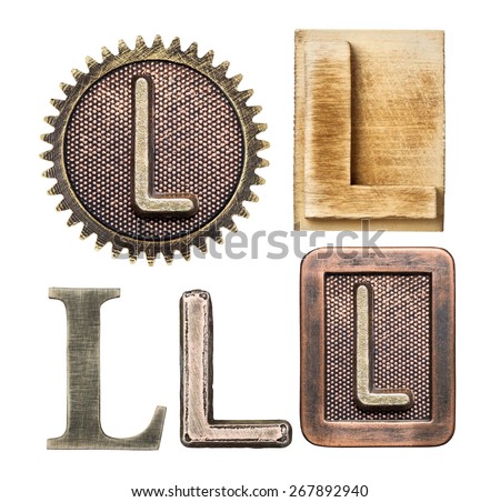 Alphabet made of wood and metal. Letter L