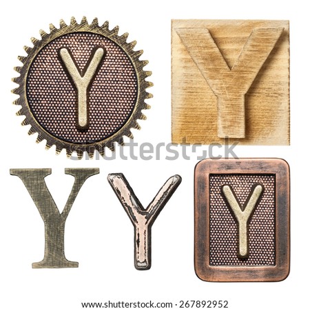 Alphabet made of wood and metal. Letter Y