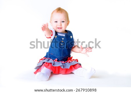 little baby girl on a white background isolated