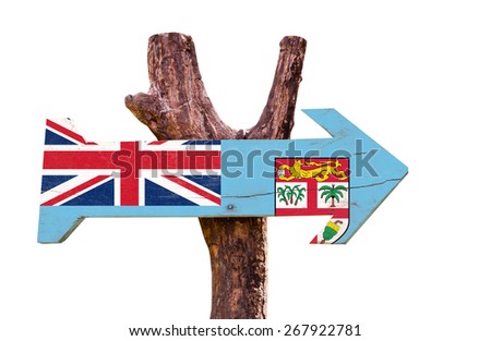 Fiji Flag wooden sign isolated on white background