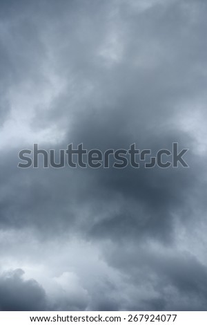 Storm sky background. Rainy clouds over horizon. 