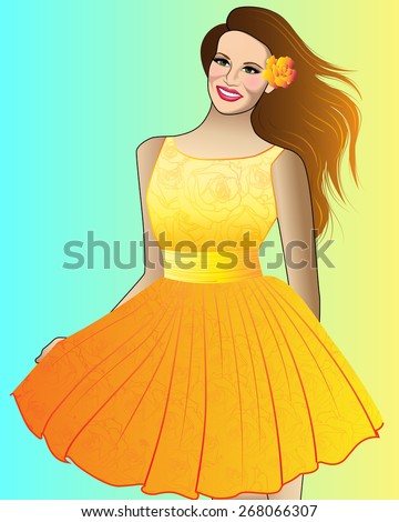 Vector Girl in a Yellow Dress